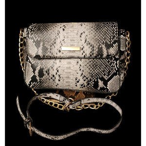 Unbranded Retro Snakeskin Pattern Crossbody Bag Purse Chain Shoulder Handbag